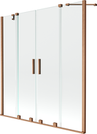 Mexen Velar Duo vaňová zástenka 2-krídlová posuvná 140 x 150 cm, transparentná, brúsená meď - 896-140-000-02-65