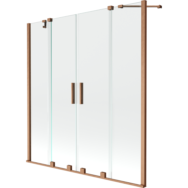 Mexen Velar Duo vaňová zástena 2-krídlová zasúvacia 150 x 150 cm, transparentná, brúsená meď - 896-150-000-02-65