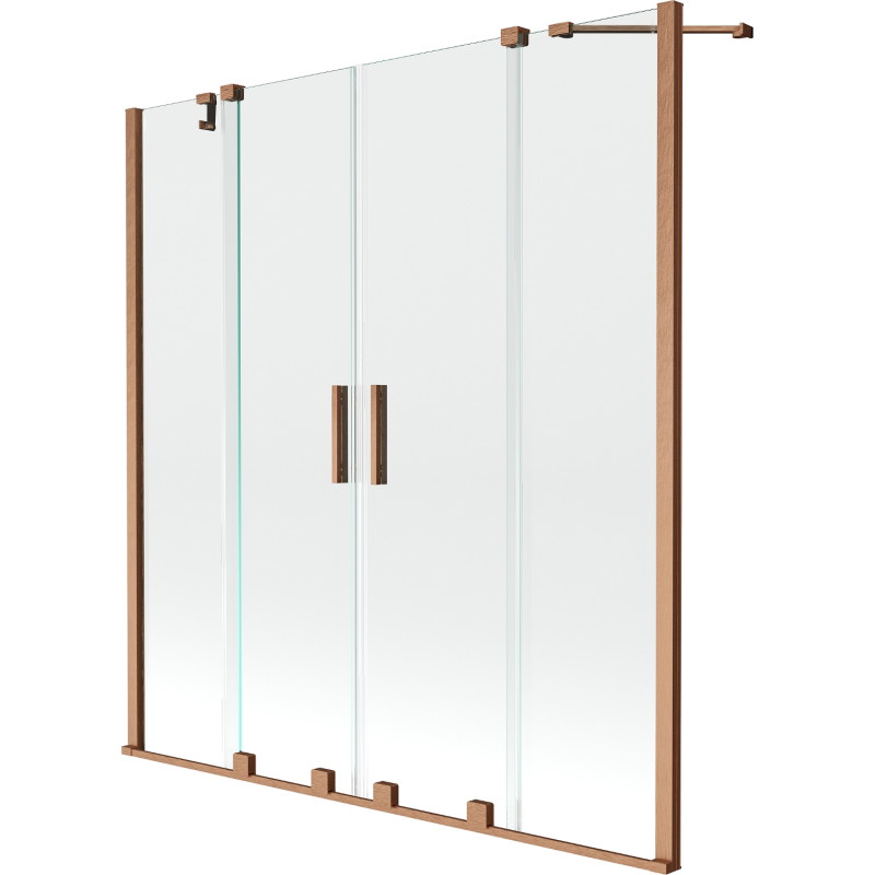 Mexen Velar Duo vaňová zástena dvojkrídlová posuvná 150 x 150 cm, priehľadná, brúsená meď - 896-150-000-02-65