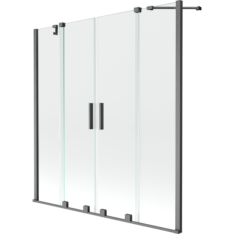 Mexen Velar Duo 2-krídlový posuvný vaňový paraván 160 x 150 cm, transparentný, brúsená gun gray - 896-160-000-02-66