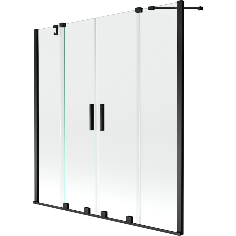 Mexen Velar Duo vaňová clona 2-krídlová posuvná 150 x 150 cm, transparentná, čierna - 896-150-000-02-70