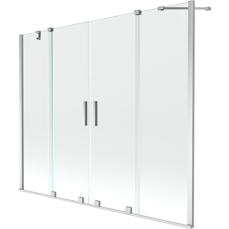 Mexen Velar Duo vaňový paraván 2-krídlový posuvný 180 x 150 cm, transparentný, chróm - 896-180-000-02-01