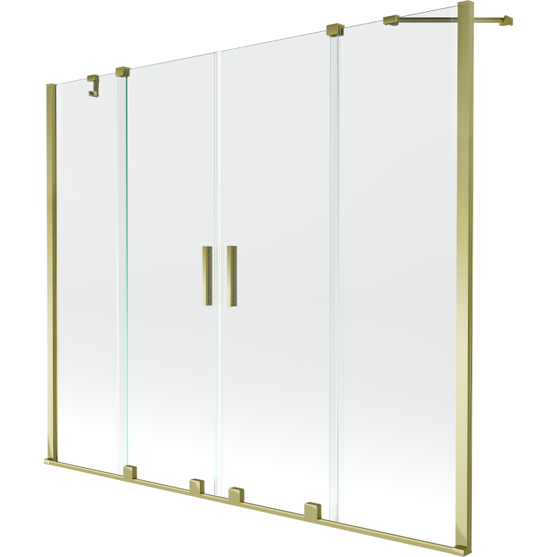 Mexen Velar Duo vaňová zástena 2-dielna zásuvná 200 x 150 cm, transparentná, zlatá - 896-200-000-02-50