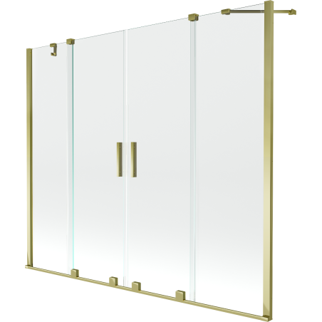 Mexen Velar Duo vaňová zástena 2-dielna zásuvná 200 x 150 cm, transparentná, zlatá - 896-200-000-02-50