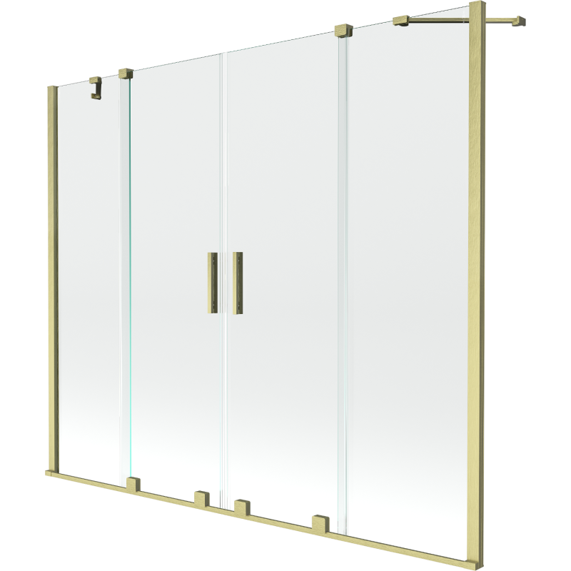 Mexen Velar Duo paraván na vaňu 2-krídlový posuvný 200 x 150 cm, transparentný, zlatý kartáčovaný - 896-200-000-02-55