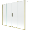 Mexen Velar Duo paraván na vaňu 2-krídlový posuvný 200 x 150 cm, transparentný, zlatý kartáčovaný - 896-200-000-02-55