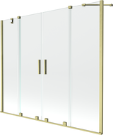 Mexen Velar Duo sprchový paraván 2-krídlový posuvný 200 x 150 cm, transparentný, zlatý kartáčovaný - 896-200-000-02-55