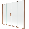 Mexen Velar Duo paraván na vaňu 2-krídlový posuvný 180 x 150 cm, transparentný, ružové zlato - 896-180-000-02-60