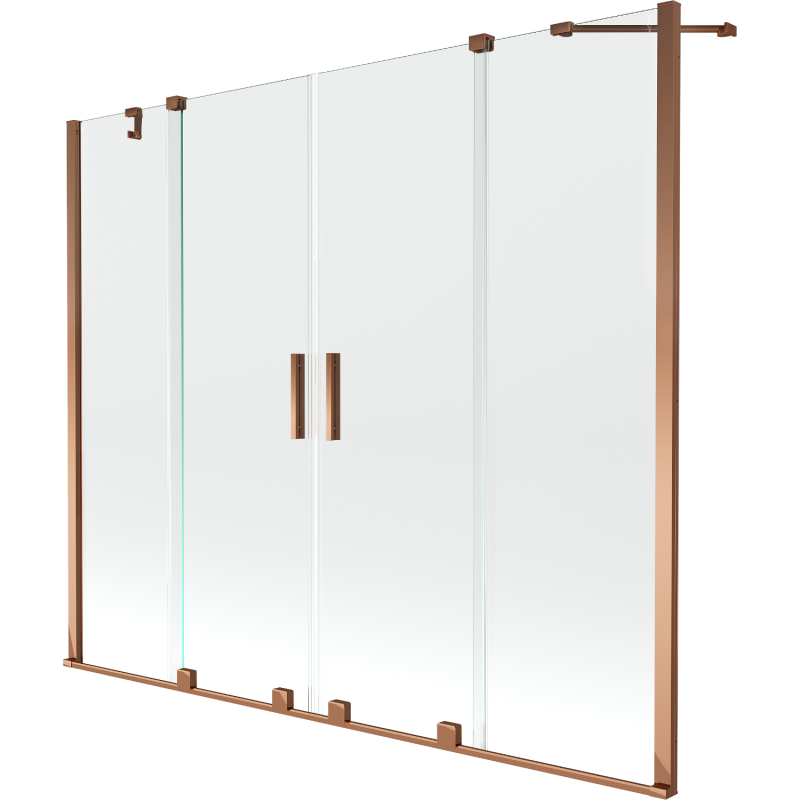 Mexen Velar Duo vaňová zástena 2-krídlová, posuvná 200 x 150 cm, transparentná, ružové zlato - 896-200-000-02-60