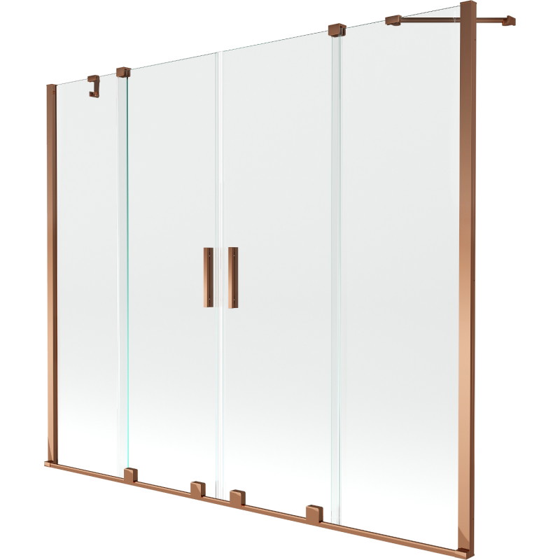 Mexen Velar Duo vaňová zástenka, 2-krídlová rozťahovacia, 200 x 150 cm, transparentná, ružové zlato - 896-200-000-02-60