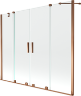 Mexen Velar Duo vaňová zástenka, 2-krídlová rozťahovacia, 200 x 150 cm, transparentná, ružové zlato - 896-200-000-02-60