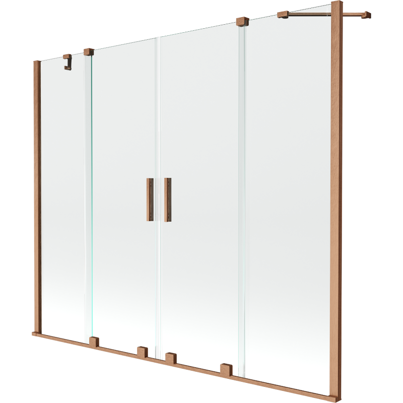 Mexen Velar Duo vaňová zástená 2-krídlová posuvná 170 x 150 cm, transparentná, brúsená meď - 896-170-000-02-65