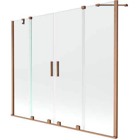 Mexen Velar Duo vaňová zástena 2-krídlová posuvná 200 x 150 cm, transparentná, brúsená meď - 896-200-000-02-65