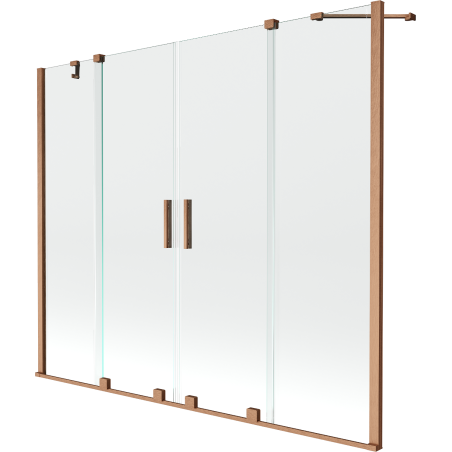 Mexen Velar Duo vaňová zástena dvojkrídlová posuvná 200 x 150 cm, priehľadná, brúsená meď - 896-200-000-02-65