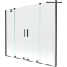 Mexen Velar Duo paraván na vaňu 2-krídlový posuvný 200 x 150 cm, priehľadný, gun gray brúsený - 896-200-000-02-66