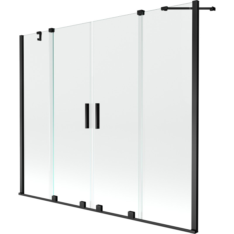 Mexen Velar Duo vaňová zástena, 2-krídlová, posuvná, 200 x 150 cm, transparentná, čierna - 896-200-000-02-70