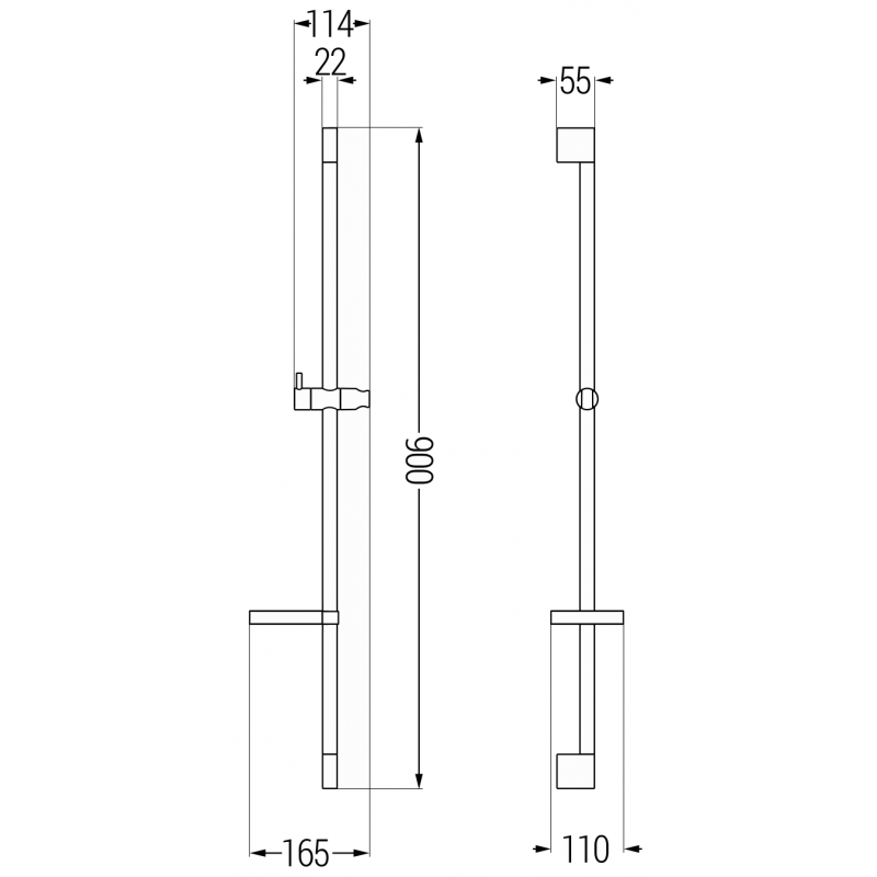 Mexen DS sprchová tyč s mydelničkou 90 cm, čierna - 79383-70
