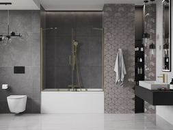 Mexen Velar Duo vaňová zástena dvojkrídlová Posuvný 150 x 150 cm, Priehľadné, zlatý - 896-150-000-02-50