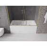 Mexen Velar Duo zástenka na vaňu, 2-krídlová posuvná 150 x 150 cm, transparentná, zlatá kartáčovaná - 896-150-000-02-55