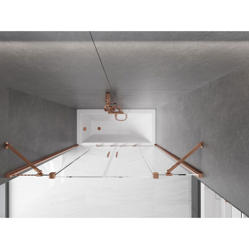 Mexen Velar Duo vaňová zástena 2-krídlová posuvná 150 x 150 cm, transparentná, ružové zlato - 896-150-000-02-60