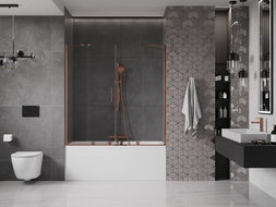 Mexen Velar Duo vaňová zástena dvojkrídlová Posuvný 160 x 150 cm, Priehľadné, Zlatoružová - 896-160-000-02-60