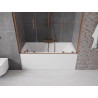 Mexen Velar Duo vaňová zástena dvojkrídlová posuvná 150 x 150 cm, priehľadná, brúsená meď - 896-150-000-02-65