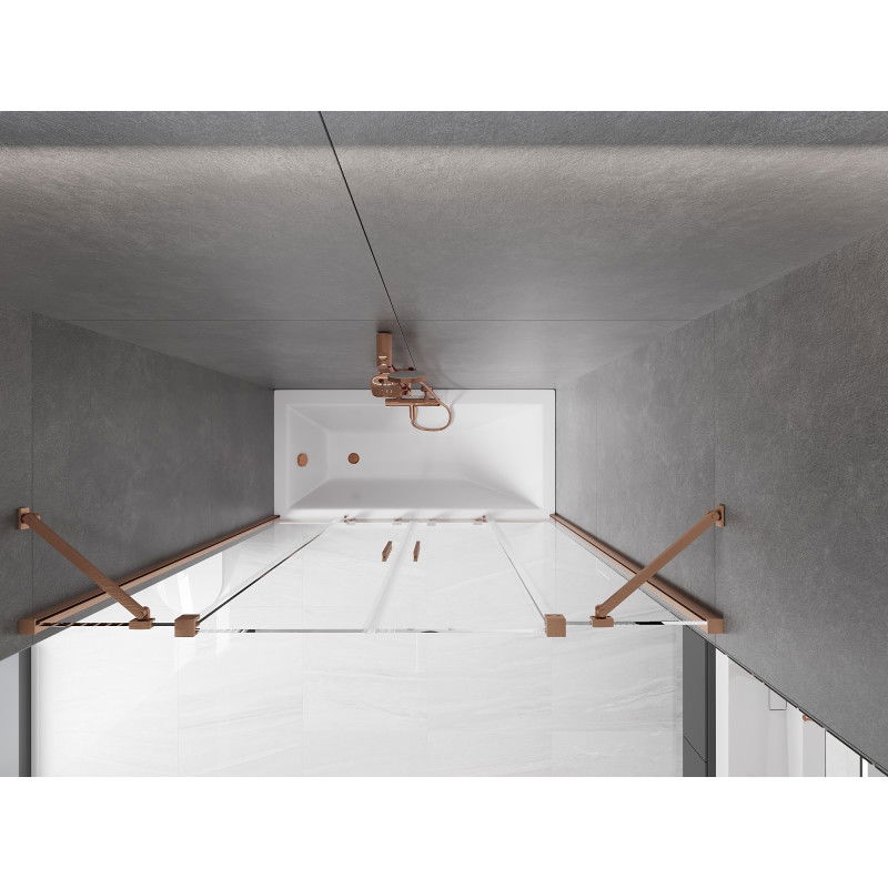 Mexen Velar Duo vaňová zástenová stena 2-krídlová posuvná 160 x 150 cm, transparentná, brúsená meď - 896-160-000-02-65