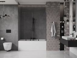 Mexen Velar Duo vaňová zástena dvojkrídlová Posuvný 140 x 150 cm, Priehľadné, gun gray kefovaný - 896-140-000-02-66