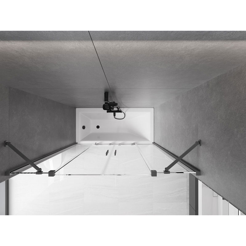 Mexen Velar Duo 2-krídlový posuvný vaňový paraván 160 x 150 cm, transparentný, brúsená gun gray - 896-160-000-02-66