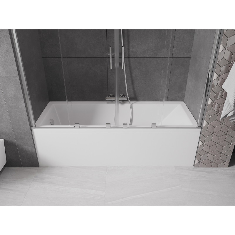 Mexen Velar Dvojitá vaňová zástenka 2-krídlová posuvná 200 x 150 cm, transparentná, chróm - 896-200-000-02-01
