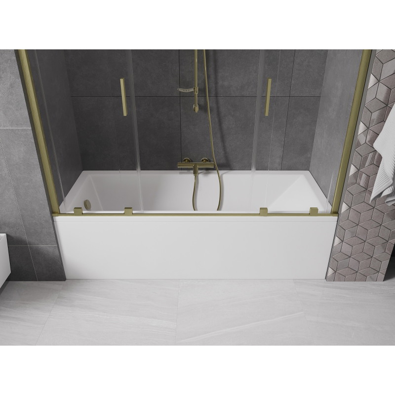 Mexen Velar Duo vaňová zástena 2-krídlová posuvná 170 x 150 cm, transparentná, zlatá kartáčovaná - 896-170-000-02-55
