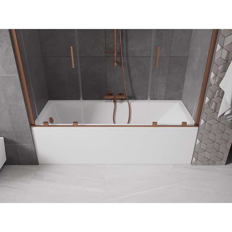 Mexen Velar Duo vaňová zástena dvojkrídlová posuvná 200 x 150 cm, priehľadná, brúsená meď - 896-200-000-02-65