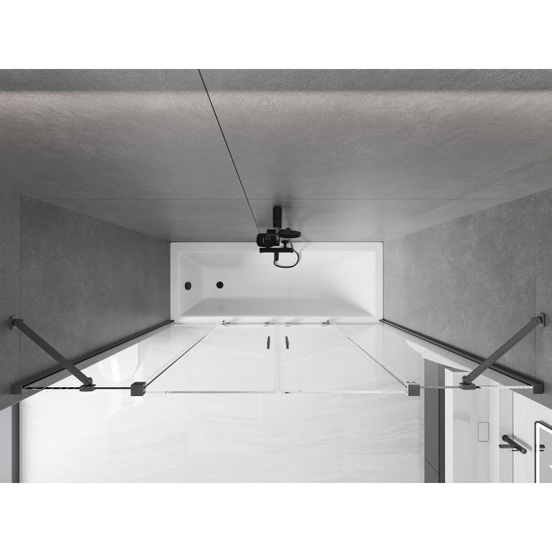 Mexen Velar Duo vaňová zástena 2-krídlová posuvná 170 x 150 cm, transparentná, gun gray brúsená - 896-170-000-02-66