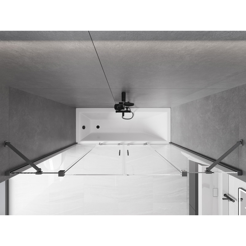 Mexen Velar Duo vaňová zástena dvojkrídlová posuvná 180 x 150 cm, transparentná, brúsená šedá pištoľová