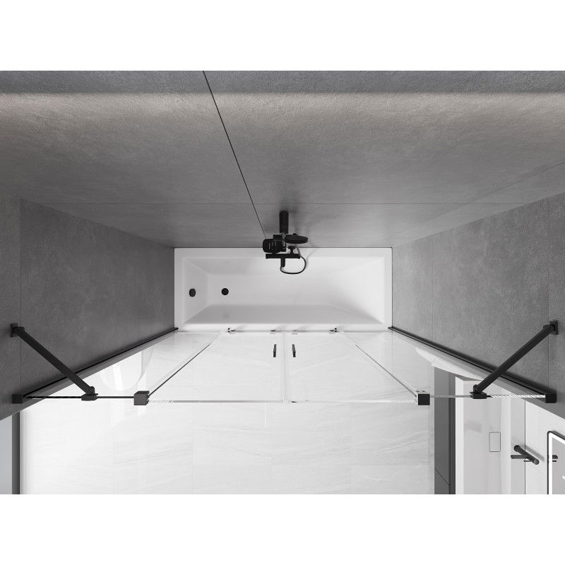 Mexen Velar Duo sprchová zástena 2-krídlová posuvná 170 x 150 cm, transparentná, čierna - 896-170-000-02-70