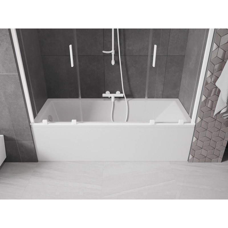 Mexen Velar Duo vaňová zástena s 2 krídlami, posuvná, 200 x 150 cm, priehľadná, biela - 896-200-000-02-20