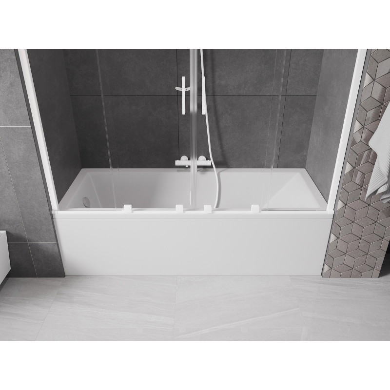 Mexen Velar Duo vaňový paraván 2-dverový posuvný 180 x 150 cm, transparentný, biely - 896-180-000-02-20