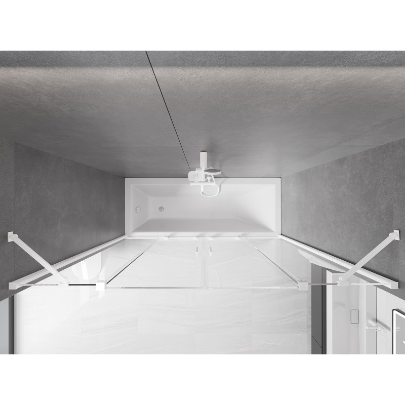 Mexen Velar Duo vaňová zásten dvojkrídlová posuvná 170 x 150 cm, transparentná, biela - 896-170-000-02-20