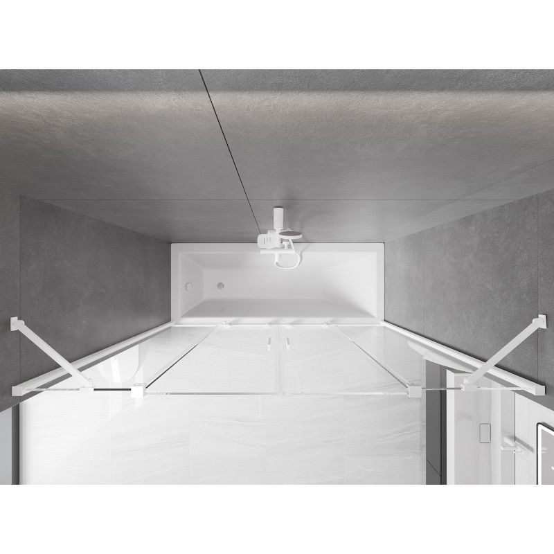 Mexen Velar Duo vaňová zástena 2-krídlová posuvná 170 x 150 cm, transparentná, biela - 896-170-000-02-20