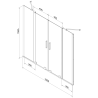 Mexen Velar Duo vaňová zástena dvojkrídlová Posuvný 150 x 150 cm, Priehľadné, Chrómová - 896-150-000-02-01