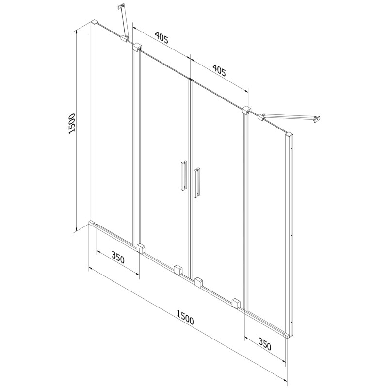 Mexen Velar Duo sprchová zástenka 2-krídlová posuvná 150 x 150 cm, transparentná, zlatá - 896-150-000-02-50