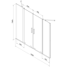 Mexen Velar Duo zástenka na vaňu, 2-krídlová posuvná 150 x 150 cm, transparentná, zlatá kartáčovaná - 896-150-000-02-55