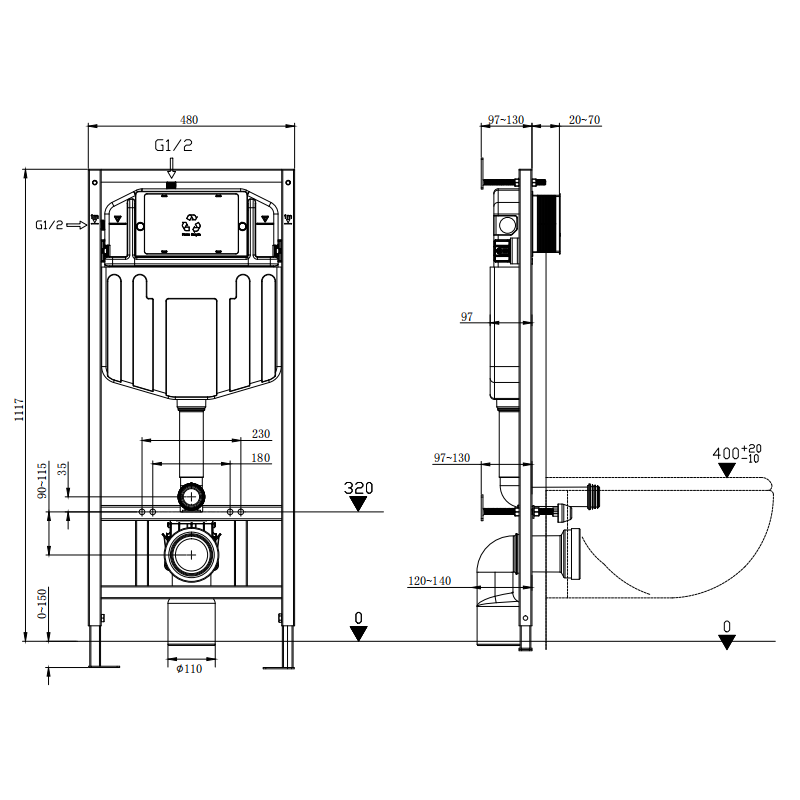 Mexen Fenix E podomietkový rám pre WC - 60109
