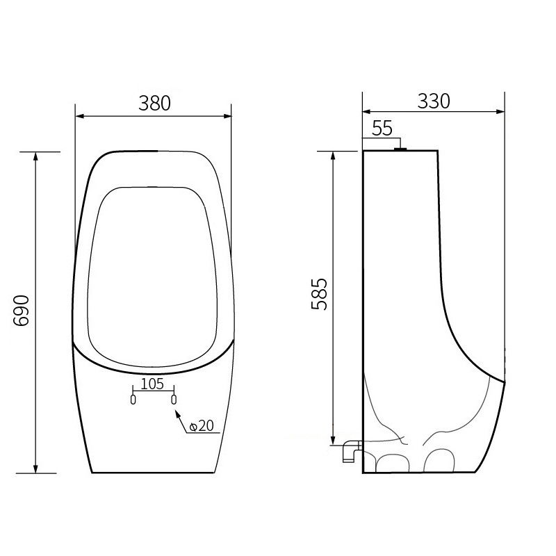 Mexen Oliver závesný pisoár čierny mat - 37016970