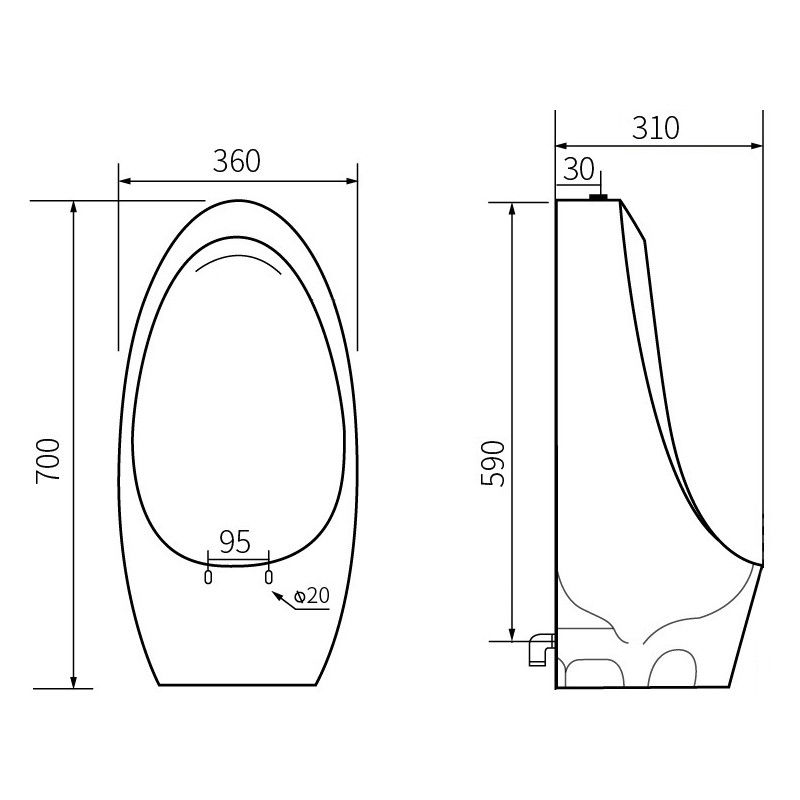 Mexen Lucas závesný pisoár, biely - 37027000