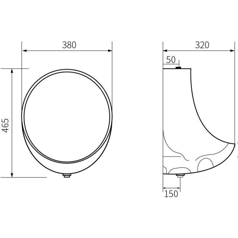 Mexen Dylan závesný pisoár, čierna matná - 37054670