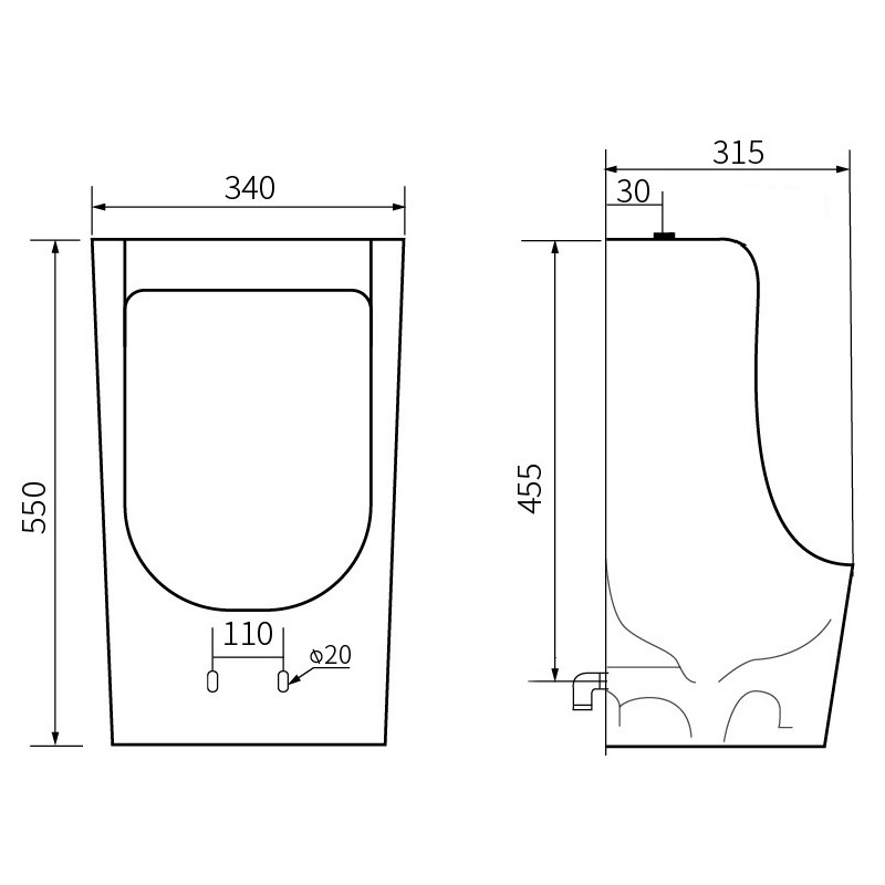 Mexen Nolan závesný pisoár, čierny mat - 37065570