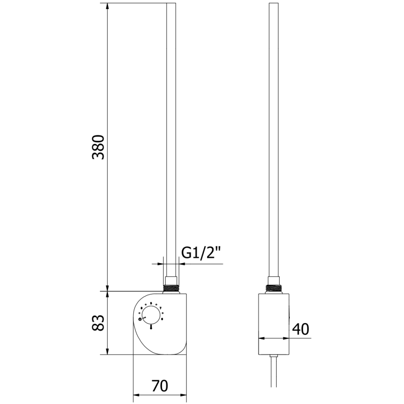 Mexen FA-D elektrická ohrievacia tyč 300 W, čierna - W950-0300-70