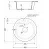Mexen Diego granitový jednokomorový drez 488 x 480 mm, čierna/strieborná metalik - 6512481000-73