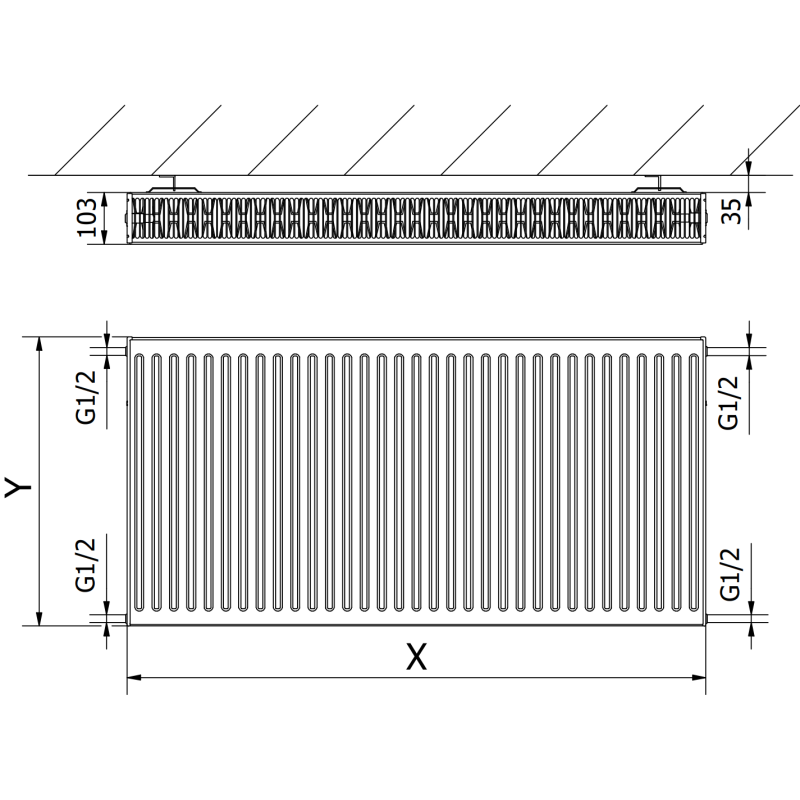 Mexen C22 panelový radiátor 600 x 800 mm, bočné pripojenie, 1322 W, biely - W422-060-080-00